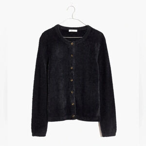 Madewell Hewitt Fuzzy Black Cardigan Button Front Sweater Size Medium